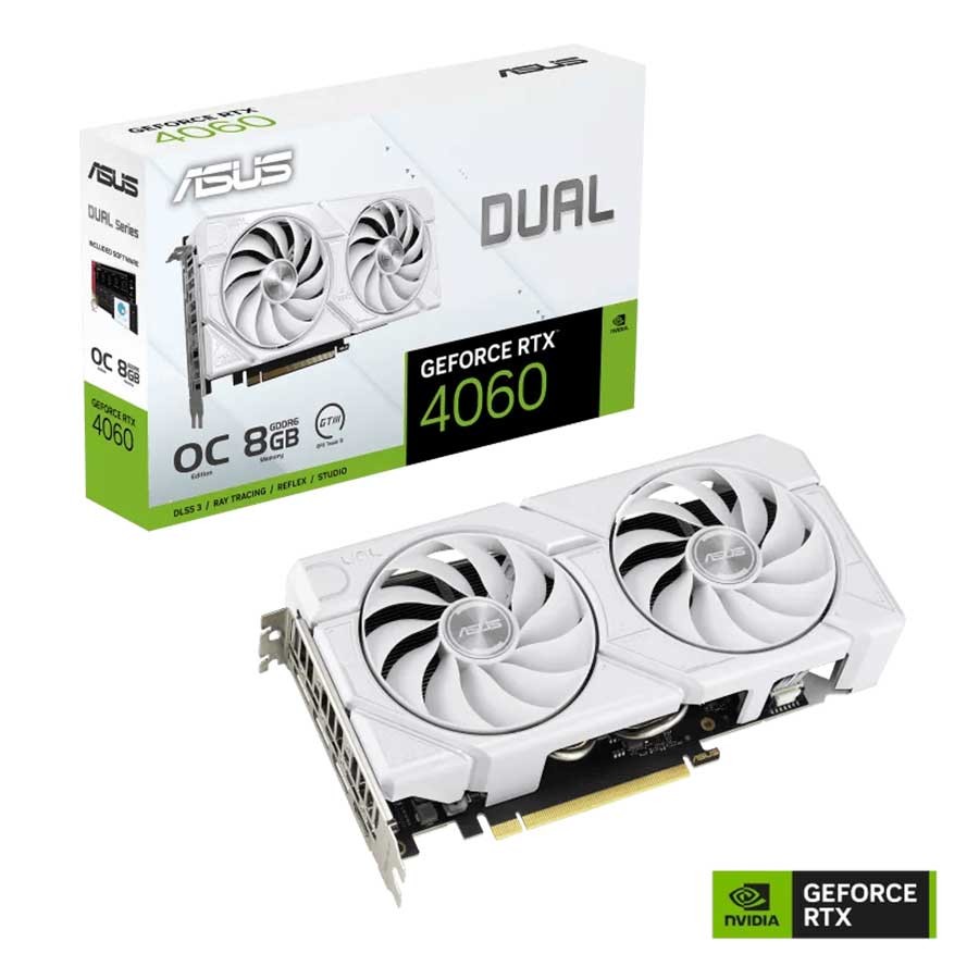 ASUS Dual GeForce RTX™ 4060 EVO OC WHITE 8GB GDDR6 PCIe 4.0 4x Displays Graphics Card