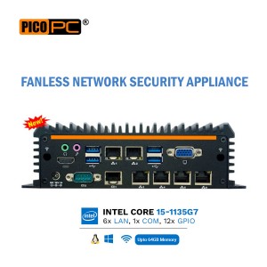 Intel® i5-1135G7 6 LAN, 6 USB, 1 COM, Wi-Fi/4G Fanless Security Gateway Appliance-MNHO-089