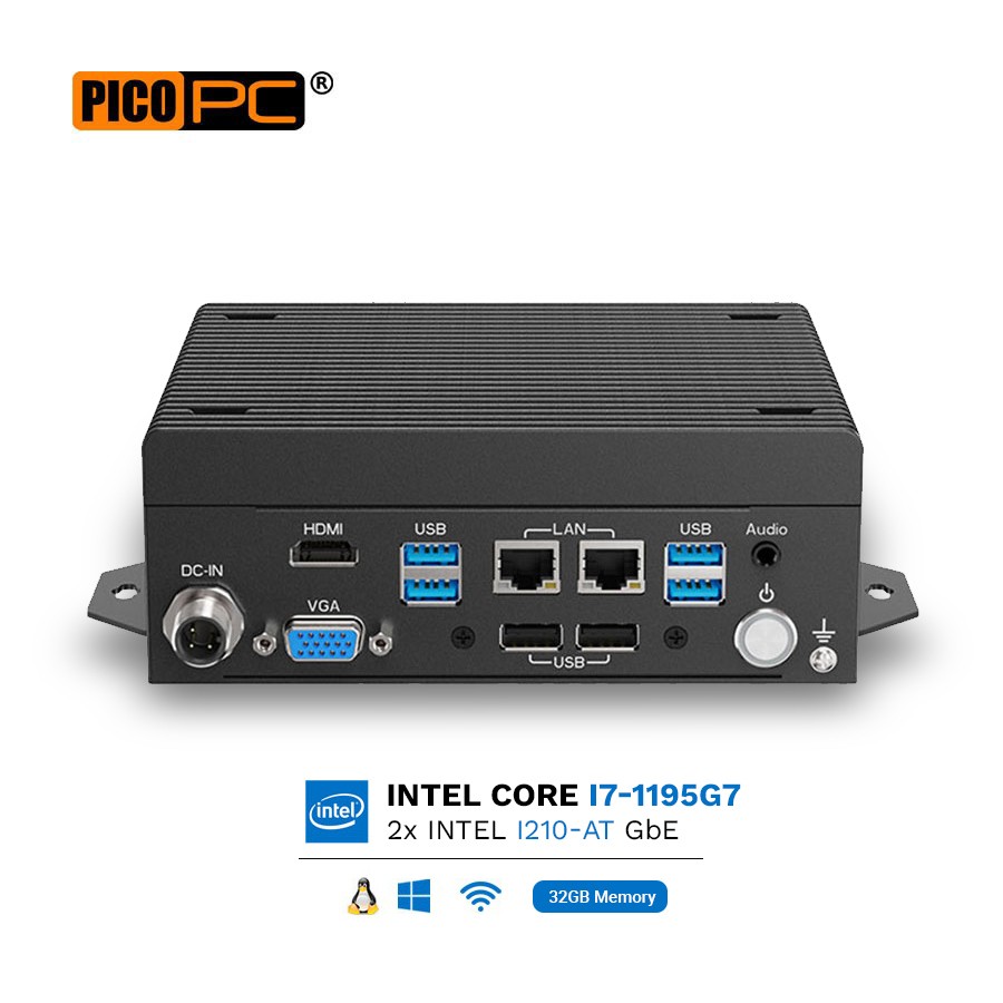 11th Gen Intel® I7-1195G7 Fanless Industrial Appliance with 4 LAN, 6x COM, 2x Displays