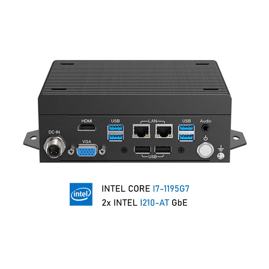 11th Gen Intel® I7-1195G7 Fanless Industrial Appliance with 4 LAN, 6x COM, 2x Displays