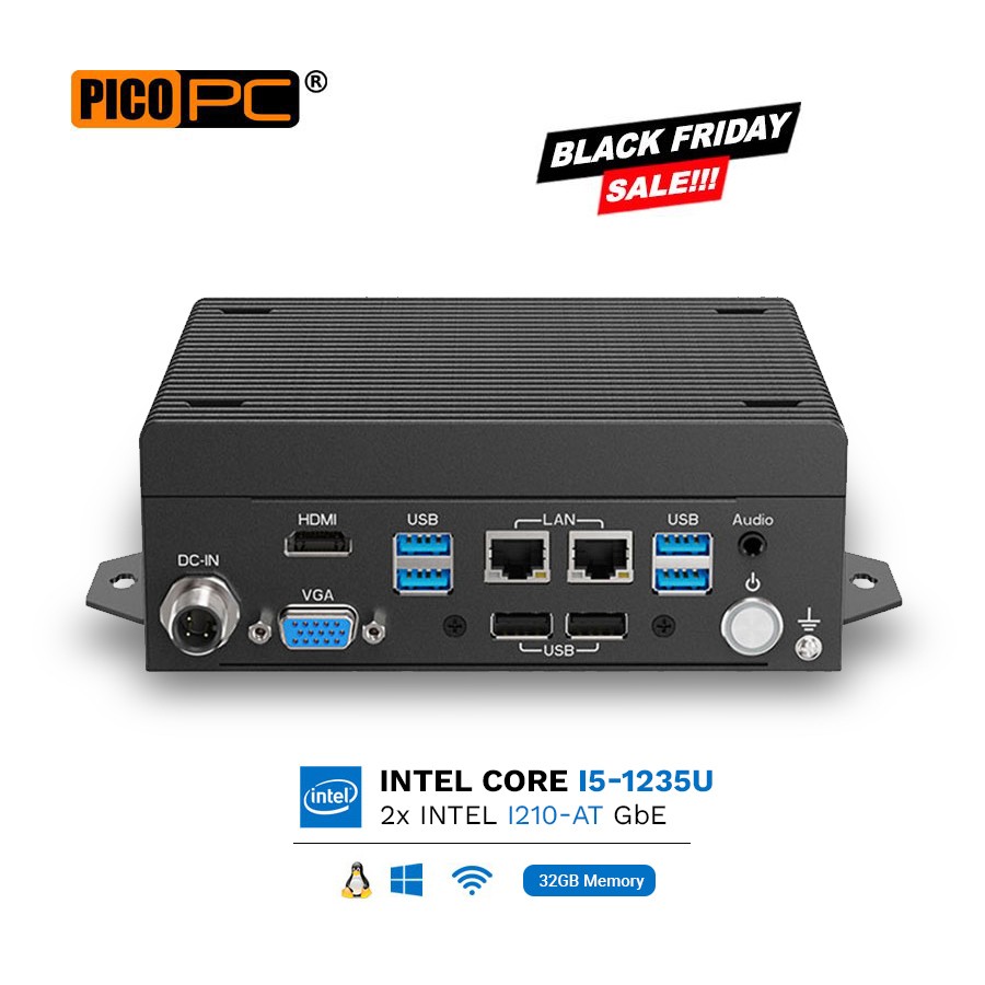 12th Gen Intel® I5-1235U Fanless Industrial Appliance with 2 LAN, 6x COM, 2x Displays