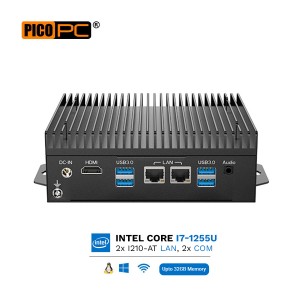 12th Gen Intel® i7-1255U 2 LAN, 2 COM, 8 USB, Wifi/4G WWAN Fanless Industrial Appliance-MNHO-117