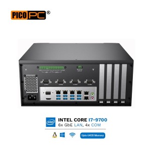 Intel® i7-9700 6 LAN, 4 COM, 8 USB 2 PCIe Wifi Machine Vision Computing System-MNHO-127