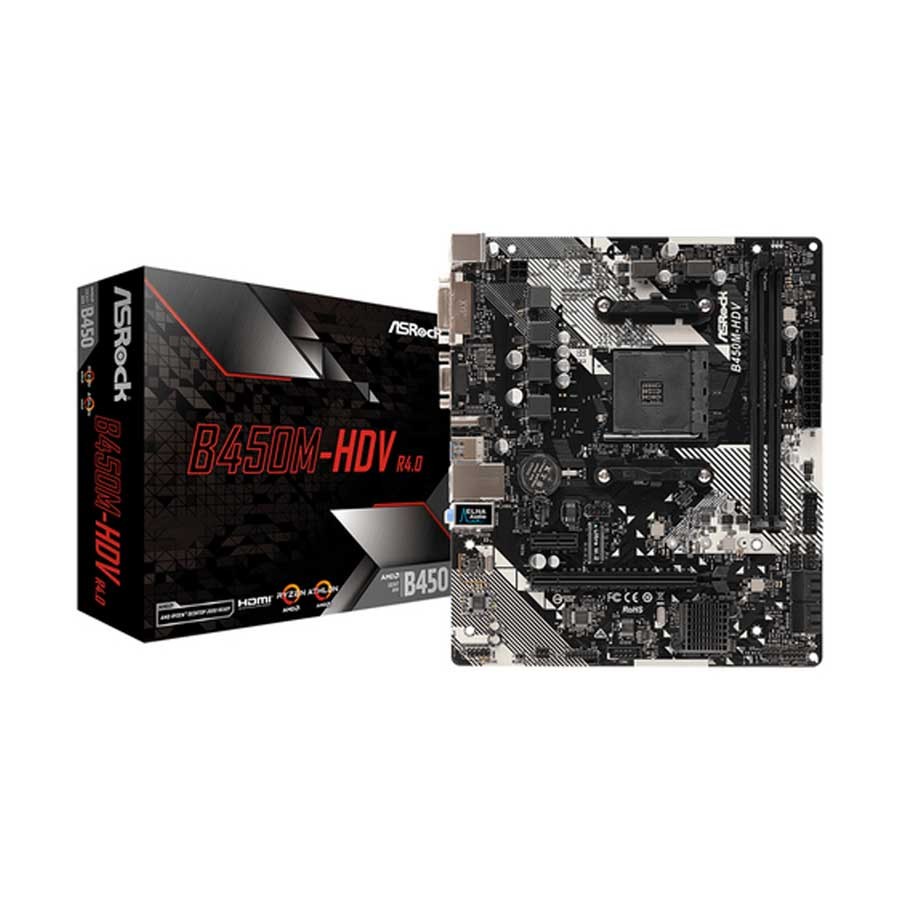 Asrock B450M-HDV R4.0 AM4 DDR4 Micro ATX Motherboard