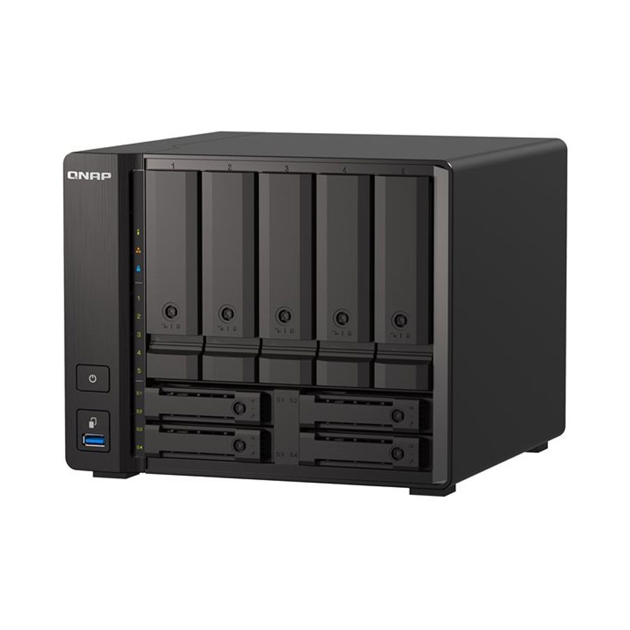 QNAP TS-H973AX-8G/90TB-EXOS AMD V1500B 4 Cores 8GB 9x Drive Bays NAS Tower Server