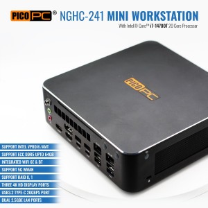 Intel® 14th Gen i7 Mini Workstation with vPro 3x Display Dual 2.5GbE WiFi-6E 5G ECC & RAID